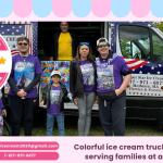 Colorful ice cream truck in Scituate MA serving families at a sunny event