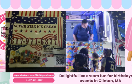 Super Star Ice Cream Truck serving kids at Clinton MA party and Ice Cream Truck Clinton