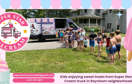 Super Star Ice Cream truck serving kids in Raynham MA