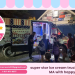 super star ice cream truck rental in Saugus MA with happy family