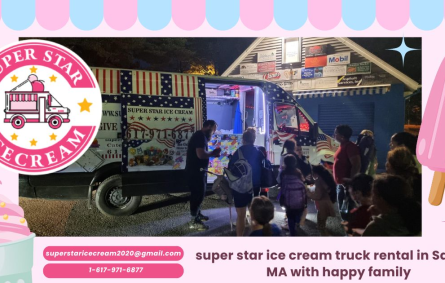 super star ice cream truck rental in Saugus MA with happy family