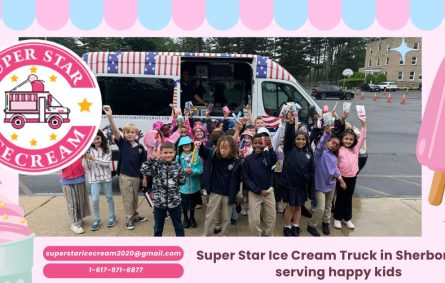 Super Star Ice Cream Truck in Sherborn MA serving happy kids