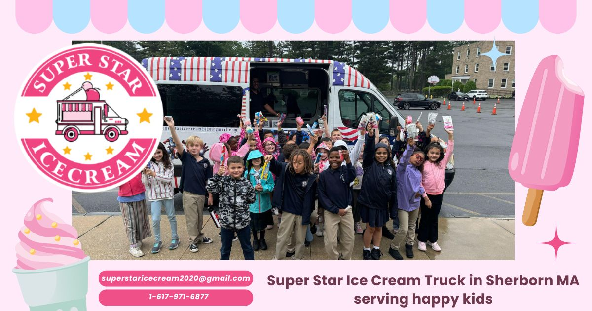 Super Star Ice Cream Truck in Sherborn MA serving happy kids