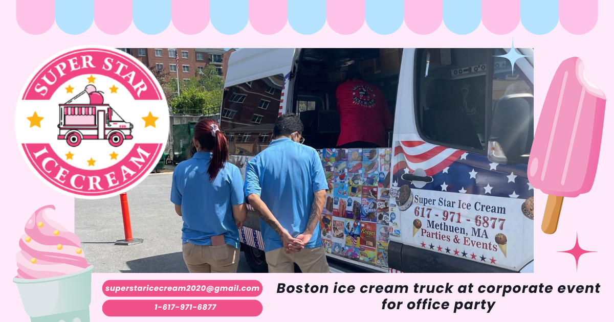 Boston ice cream truck at corporate event for office party