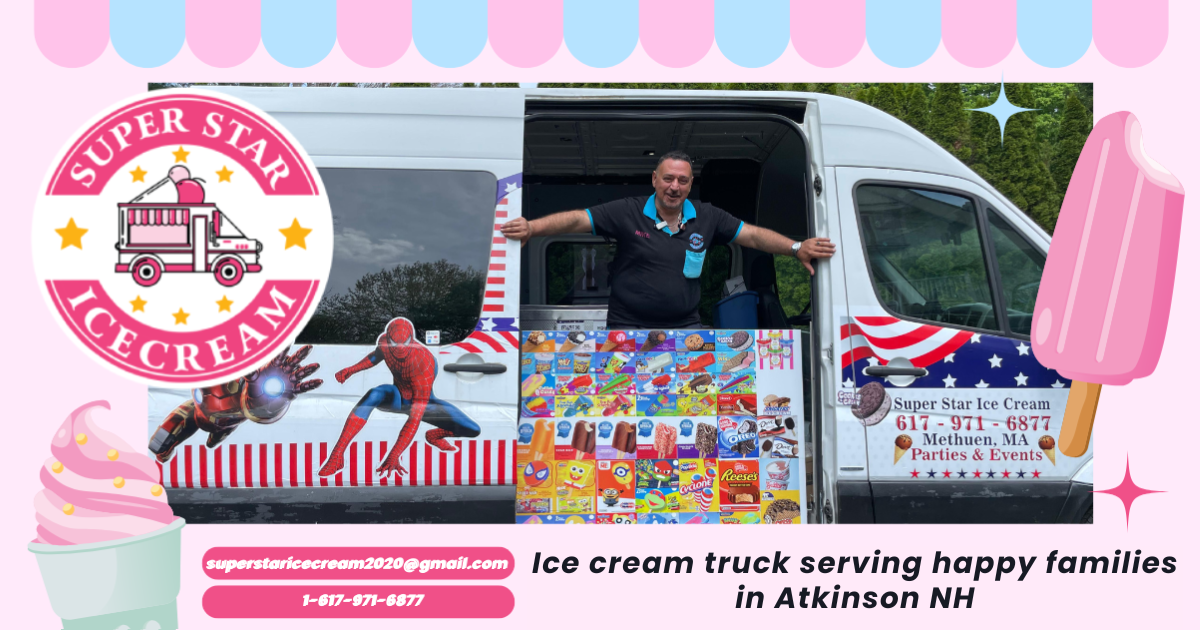 Ice cream truck serving happy families in Atkinson NH