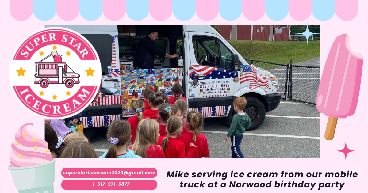 Birthday Party Ice Cream Truck in Norwood serving happy kids