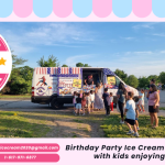 Birthday Party Ice Cream Truck Newton MA with kids enjoying ice cream