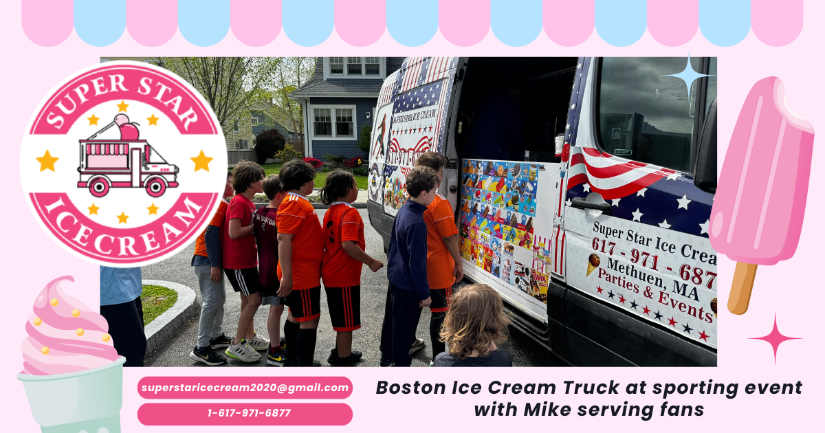 Boston Ice Cream Truck at sporting event with Mike serving fans