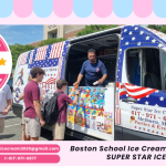 Boston ice cream truck at school event with students