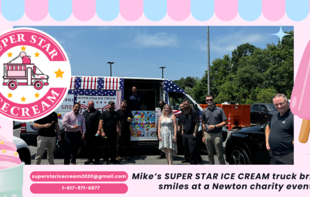 Charity ice cream truck in Newton MA serving community fundraising event