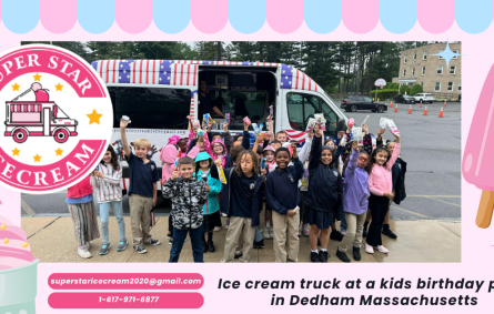 Ice cream truck at a kids birthday party in Dedham Massachusetts