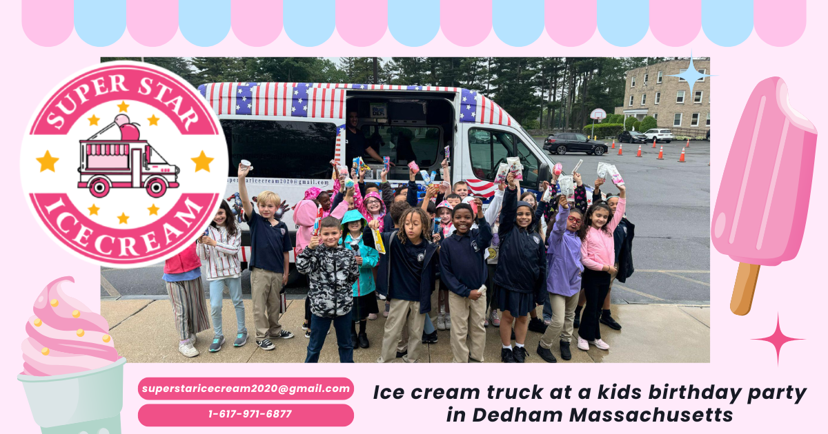 Ice cream truck at a kids birthday party in Dedham Massachusetts