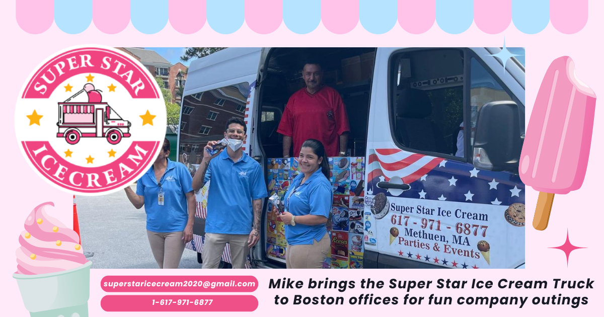 Ice cream truck rental Boston for company outings with Mike