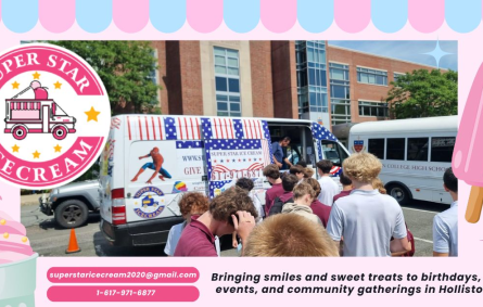 Super Star Ice Cream truck serving happy families at a Holliston MA event for Ice Cream Truck Holliston