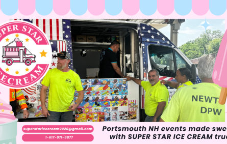 Ice cream truck in Portsmouth NH serving happy families