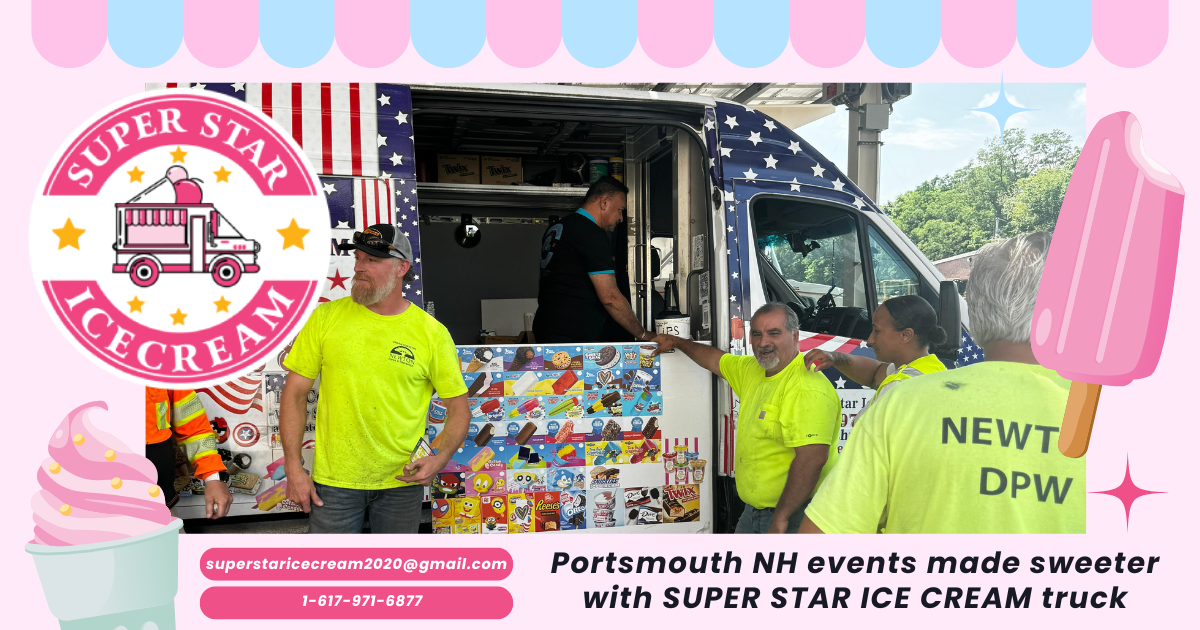 Ice cream truck in Portsmouth NH serving happy families