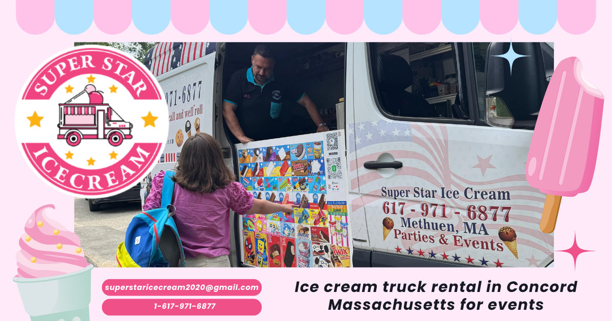 Ice cream truck rental in Concord Massachusetts for events