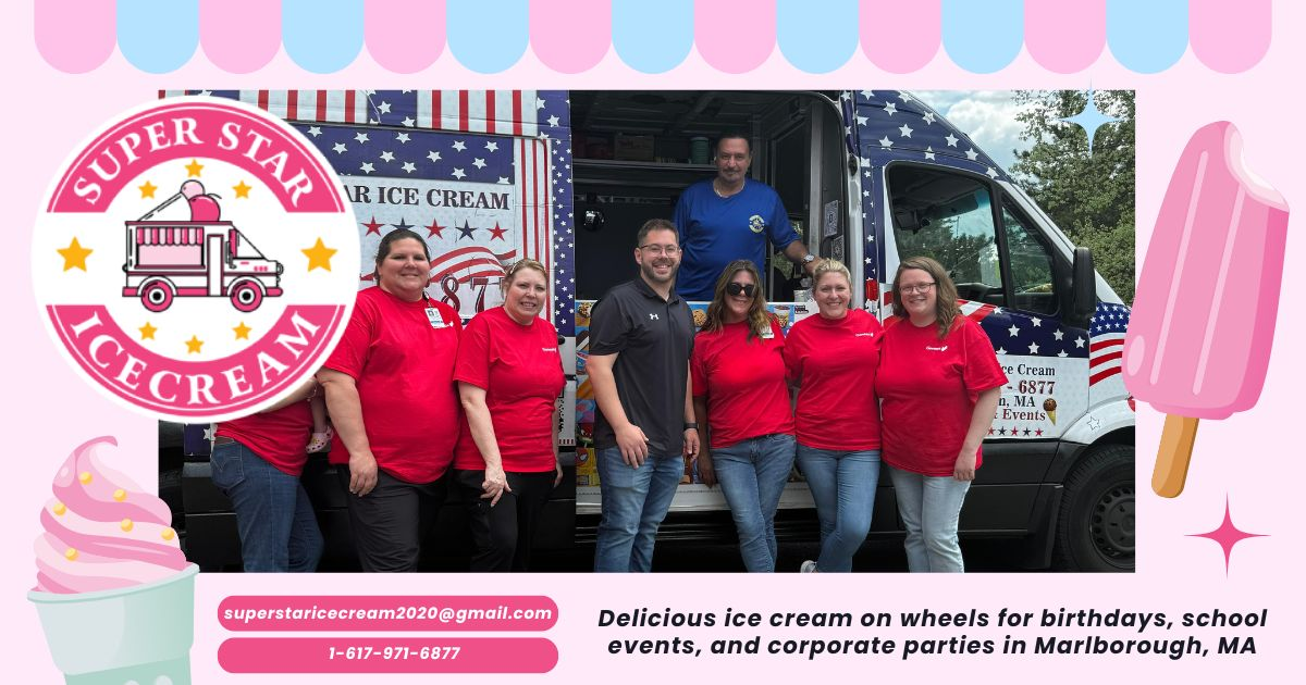 Ice Cream Truck Rental in Marlborough MA serving kids and families at a local event and Ice Cream Truck Marlborough