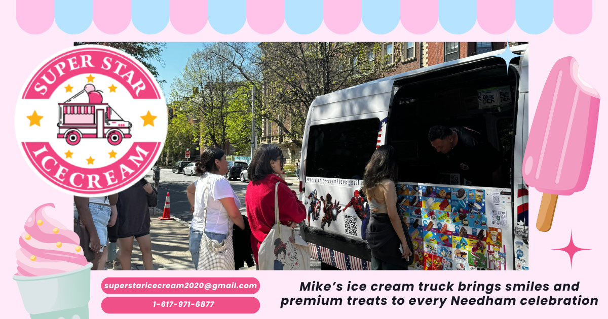 Needham Ice Cream Truck Rental at a birthday party with kids enjoying Dove and Good Humor ice cream for Ice Cream Truck Rental Needham MA
