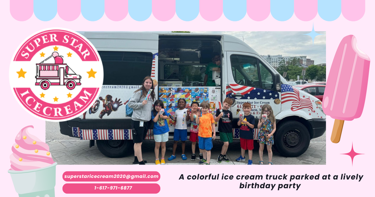 Needham Ice Cream Truck Catering at a birthday party for Ice Cream Truck Erving