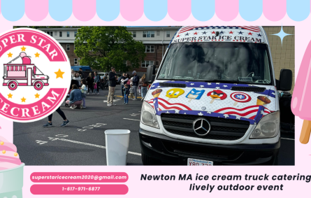 Newton MA ice cream truck catering at a lively outdoor event