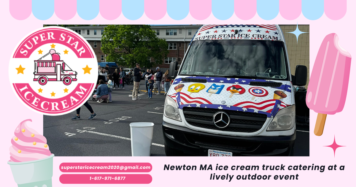 Newton MA ice cream truck catering at a lively outdoor event