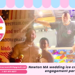 Newton MA wedding ice cream truck serving engagement party guests