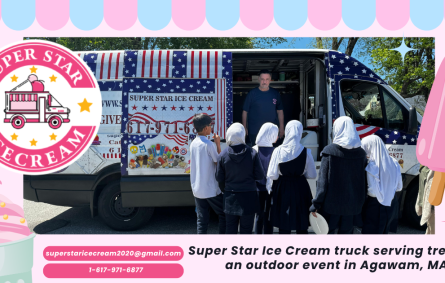 Super Star Ice Cream truck serving treats at an outdoor event in Agawam, MA