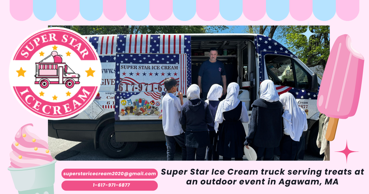 Super Star Ice Cream truck serving treats at an outdoor event in Agawam, MA