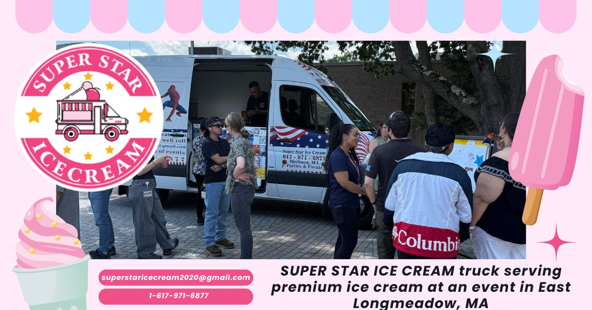 SUPER STAR ICE CREAM truck serving premium ice cream at an event in East Longmeadow, MA