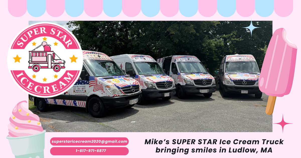 SUPER STAR Ice Cream Truck in Ludlow, MA serving treats