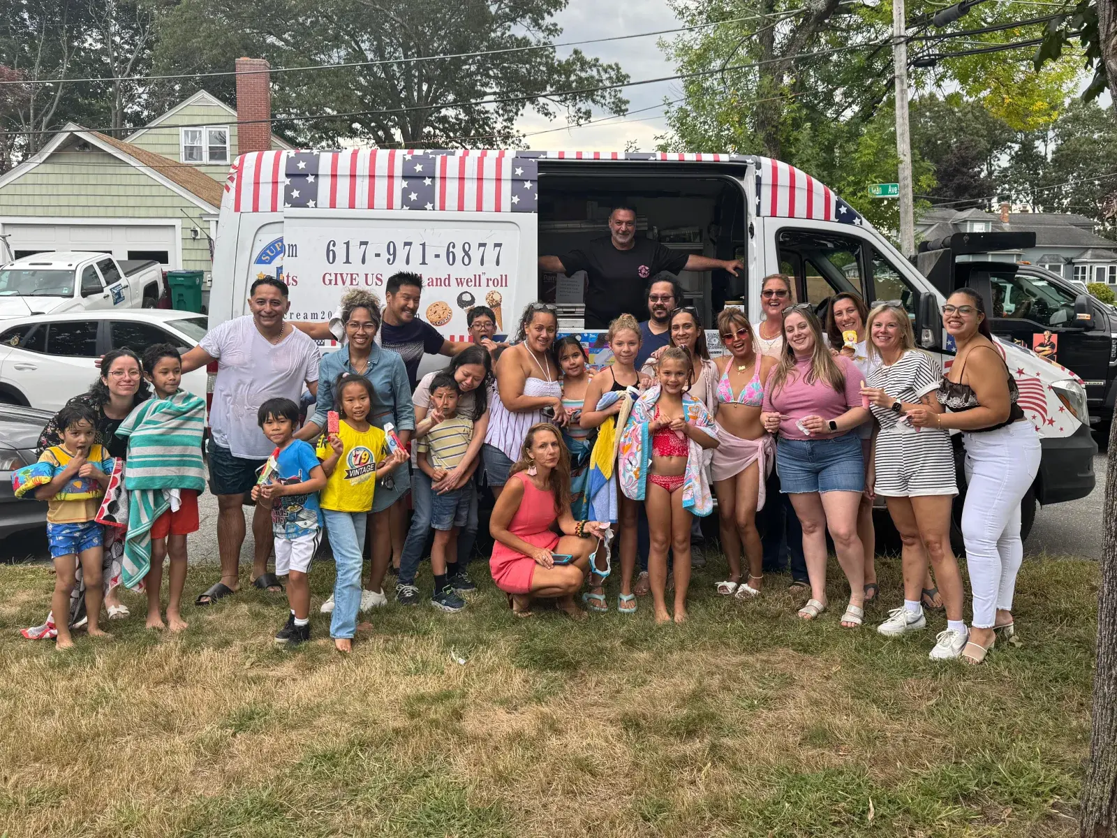Mike serving guests from the Super Star Ice Cream Truck at a Boston event