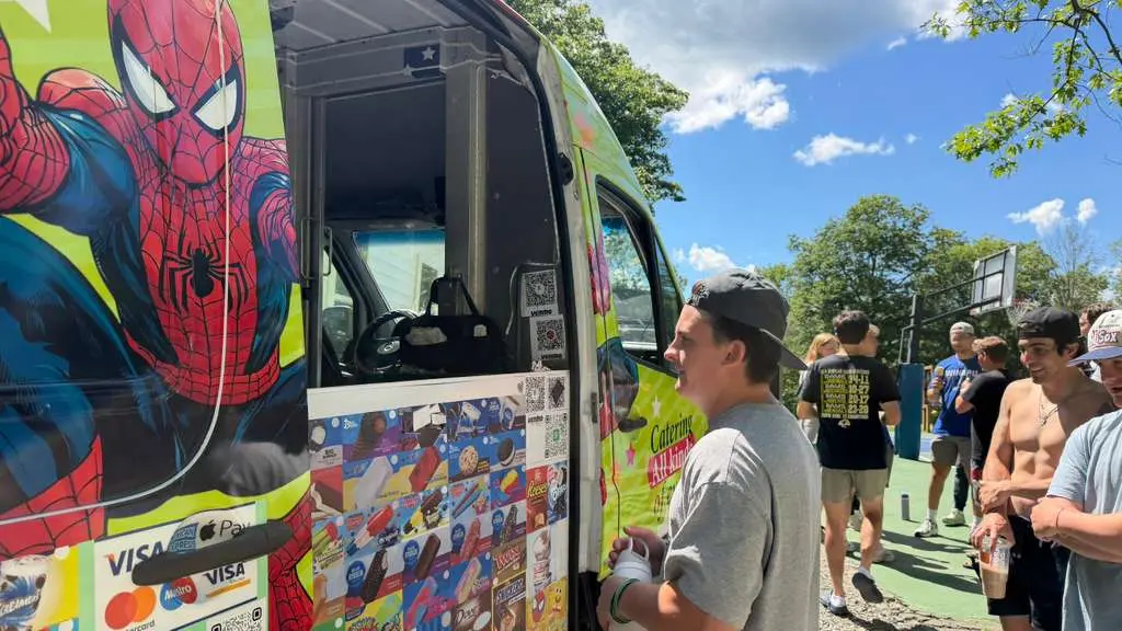 SUPER STAR Ice Cream truck serving a family event in Sharon MA