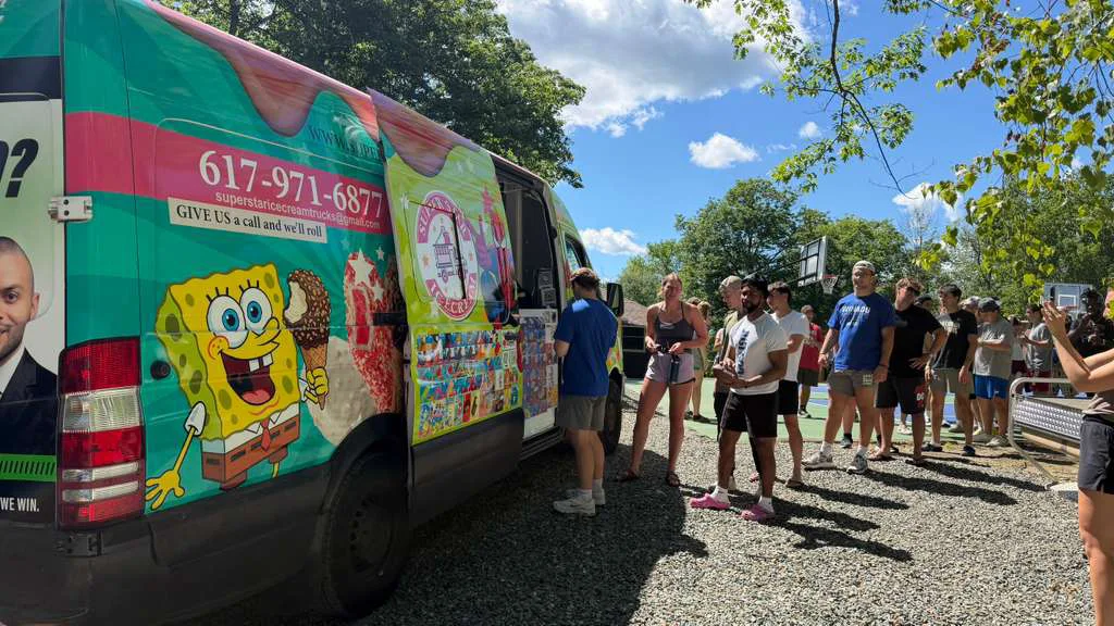 Ice Cream Truck Rental in Stoughton MA | Super Star Ice Cream Ice Cream Truck Rental in Stoughton MA serving a family event with frozen treats